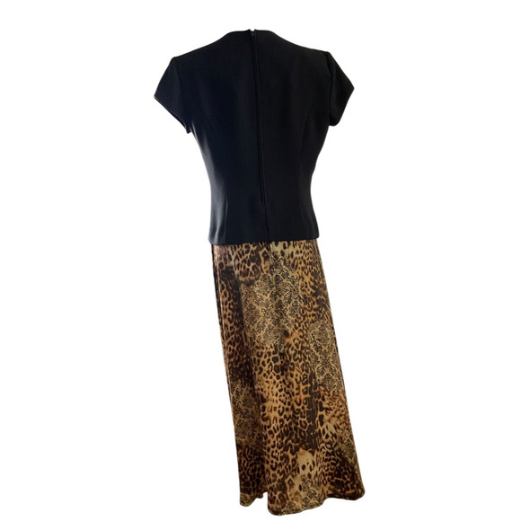 Danny & Nicole Women's 10 Black Gold Dress Button Front Leopard Print Skirt - Picture 4 of 10